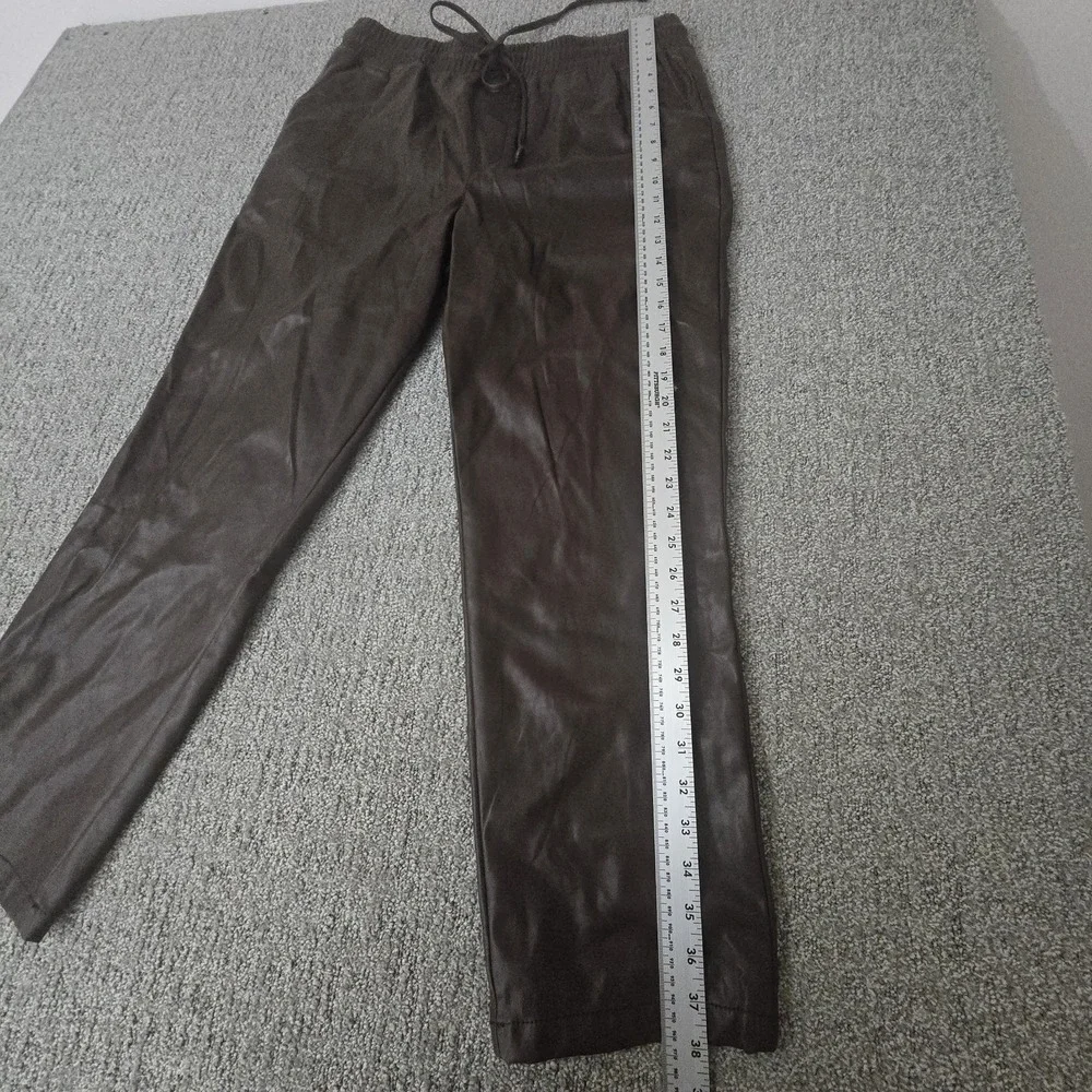 Kut from the Kloth Alanna Faux Leather Pants Brown Pleather Elastic Waist Size L